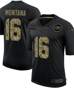 San Francisco 49ers Joe Montana #16 Nfl 2020 Black Jersey