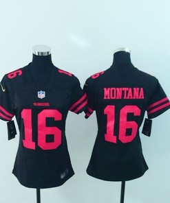 San Francisco 49ers Joe Montana #16 Nfl 2020 Black Womens Jersey