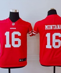 San Francisco 49ers Joe Montana #16 Nfl 2020 Red Orange Jersey