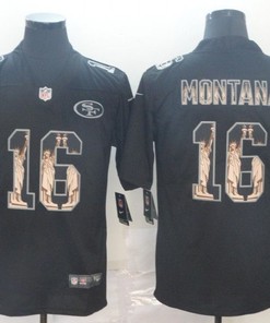 San Francisco 49ers Joe Montana #16 Statue Of Liberty 2020 Nfl Black Jersey Jersey