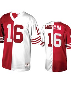 San Francisco 49ers Joe Montana Scarlet White Retired Player Split Jersey