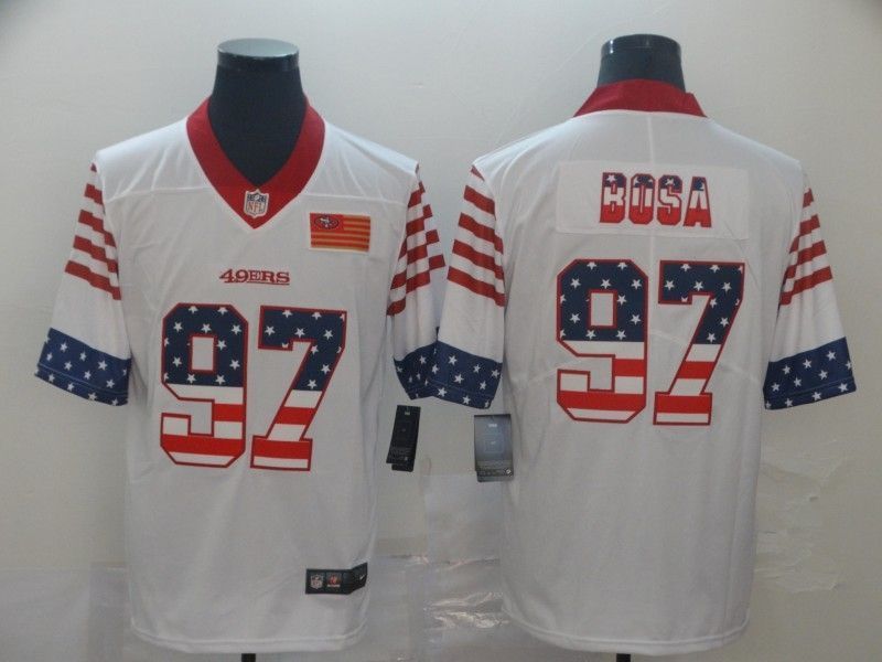 San Francisco 49ers Nick Bosa #97 American Flag 2020 Nfl White Jersey Jersey