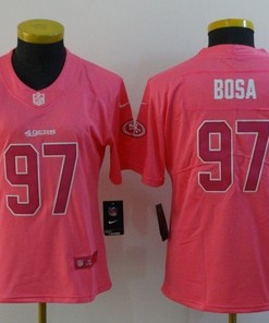 San Francisco 49ers Nick Bosa #97 Nfl 2020 Dark Pink Womens Jersey