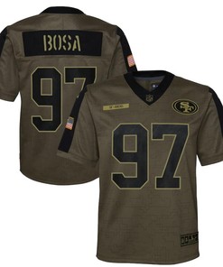 San Francisco 49ers Nick Bosa 97 Nfl Olive 2021 Salute To Service Game Men Jersey For 49ers Fans