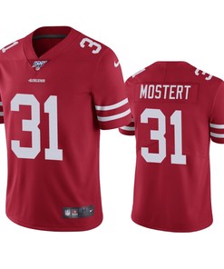 San Francisco 49ers Raheem Mostert Scarlet 100th Season Vapor Limited Jersey