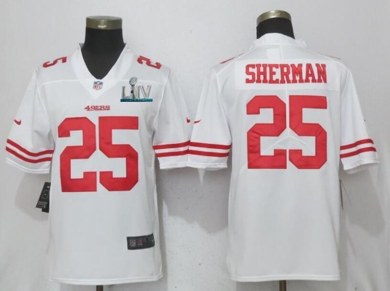 San Francisco 49ers Richard Sherman #25 Super Bowl Liv 2020 Nfl White Jersey Jersey