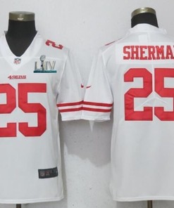 San Francisco 49ers Richard Sherman #25 Super Bowl Liv 2020 Nfl White Jersey Jersey