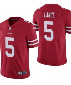 San Francisco 49ers Trey Lance #5 2021 Draft Nfl Red Jersey For Fans