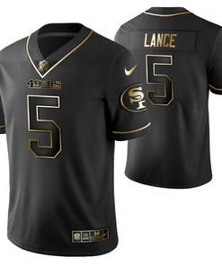 San Francisco 49ers Trey Lance 5 2021 Nfl Golden Brandedition Black Jersey Gift For 49ers Fans