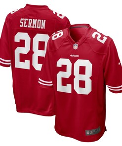 San Francisco 49ers Trey Sermon Scarlet 2021 Nfl Draft Pick Game Mens Jersey Gift For 49ers Fans