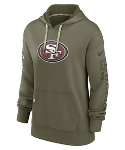 San Francisco 49ers Women's 2022 Salute To Service Performance Pullover Hoodie - Olive