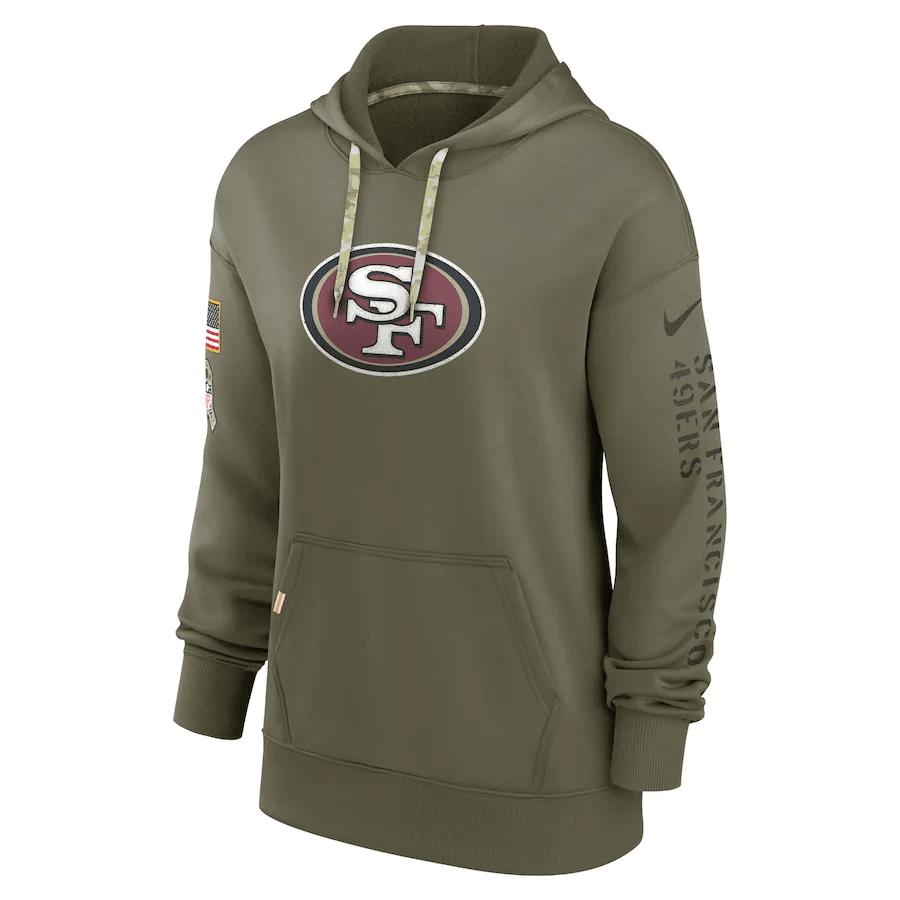 San Francisco 49ers Women's 2022 Salute To Service Performance Pullover Hoodie - Olive