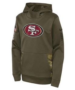 San Francisco 49ers Youth 2022 Salute To Service Performance Pullover Hoodie - Olive