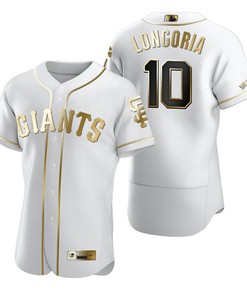 San Francisco Giants #10 Evan Longoria Mlb Golden Brandedition White Jersey Gift For Giants Fans