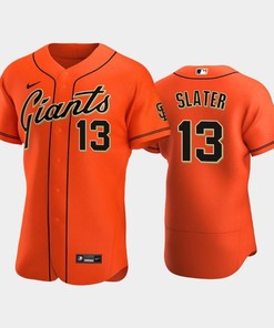 San Francisco Giants 13 Austin Slater Alternate Jersey Orange Jersey