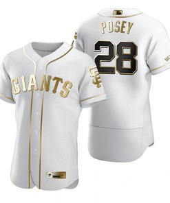 San Francisco Giants #28 Buster Posey Mlb Golden Brandedition White Jersey Gift For Giants Fans