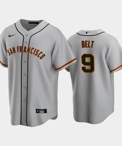 San Francisco Giants 9 Brandon Belt Gray Road Jersey