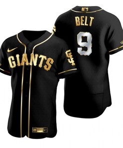 San Francisco Giants #9 On Belt Mlb Golden Brandedition Black Jersey Gift For Giants Fans