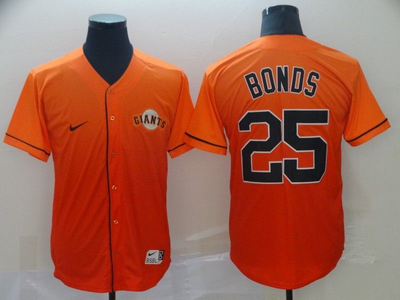San Francisco Giants Barry Bonds #25 2020 Mlb Orange Jersey