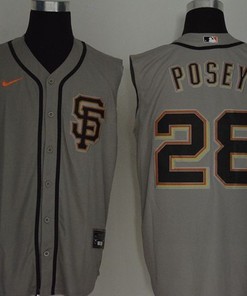 San Francisco Giants Buster Posey 28 2020 Mlb Grey Jersey