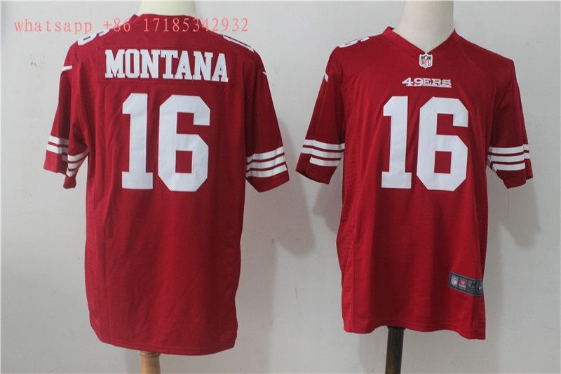 San Francisco Joe Montana #16 2020 Nfl Red Jersey