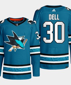 San Jose Sharks Aaron Dell 30 Teal Primegreen 2022-23 Home Jersey