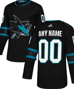 San Jose Sharks Adidas Alternate Authentic Custom Jersey - Black Custom Jerseys Nhl