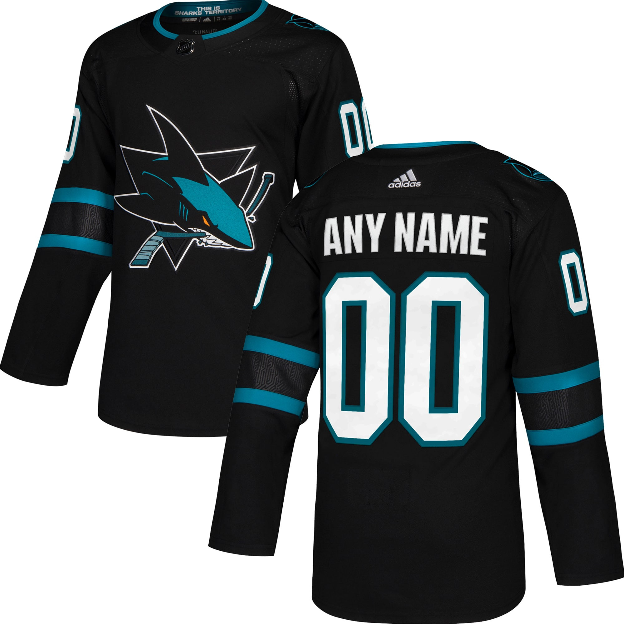 San Jose Sharks Adidas Alternate Authentic Custom Jersey - Black Custom Jerseys Nhl