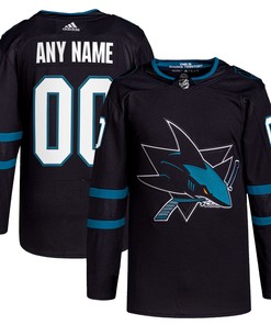 San Jose Sharks Adidas Alternate Primegreen Authentic Pro Custom Jersey - Black Custom Jerseys Nhl