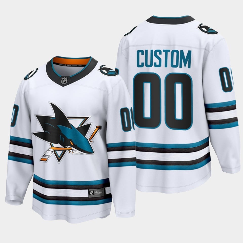 San Jose Sharks Custom 00 2022-23 Away White Jersey The Evolve