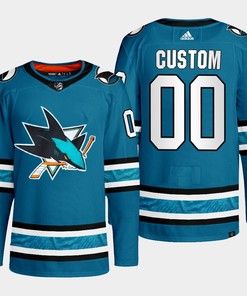 San Jose Sharks Custom 00 Teal Primegreen 2022-23 Home Jersey