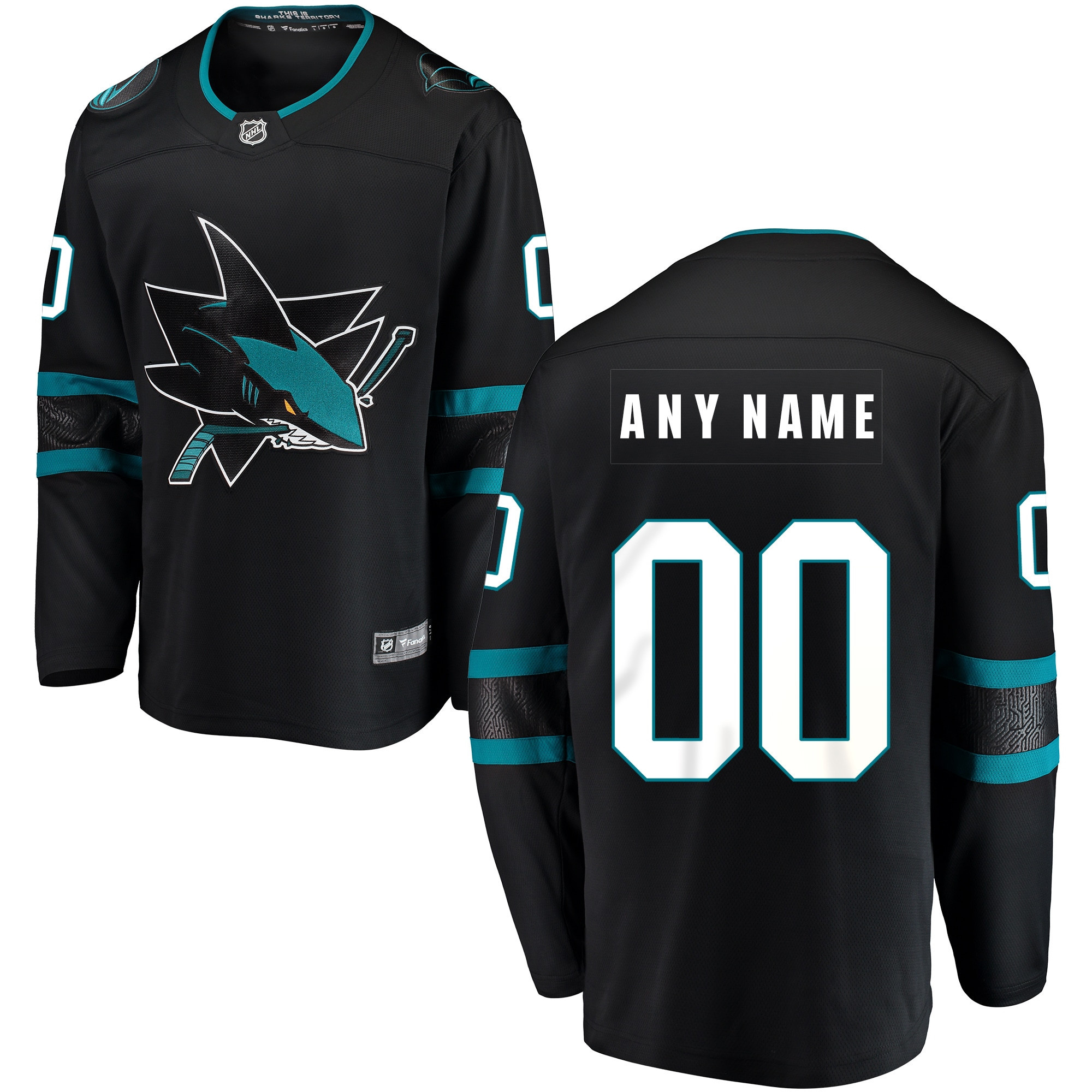 San Jose Sharks Fanatics Branded Alternate Breakaway Custom Jersey - Black Custom Jerseys Nhl