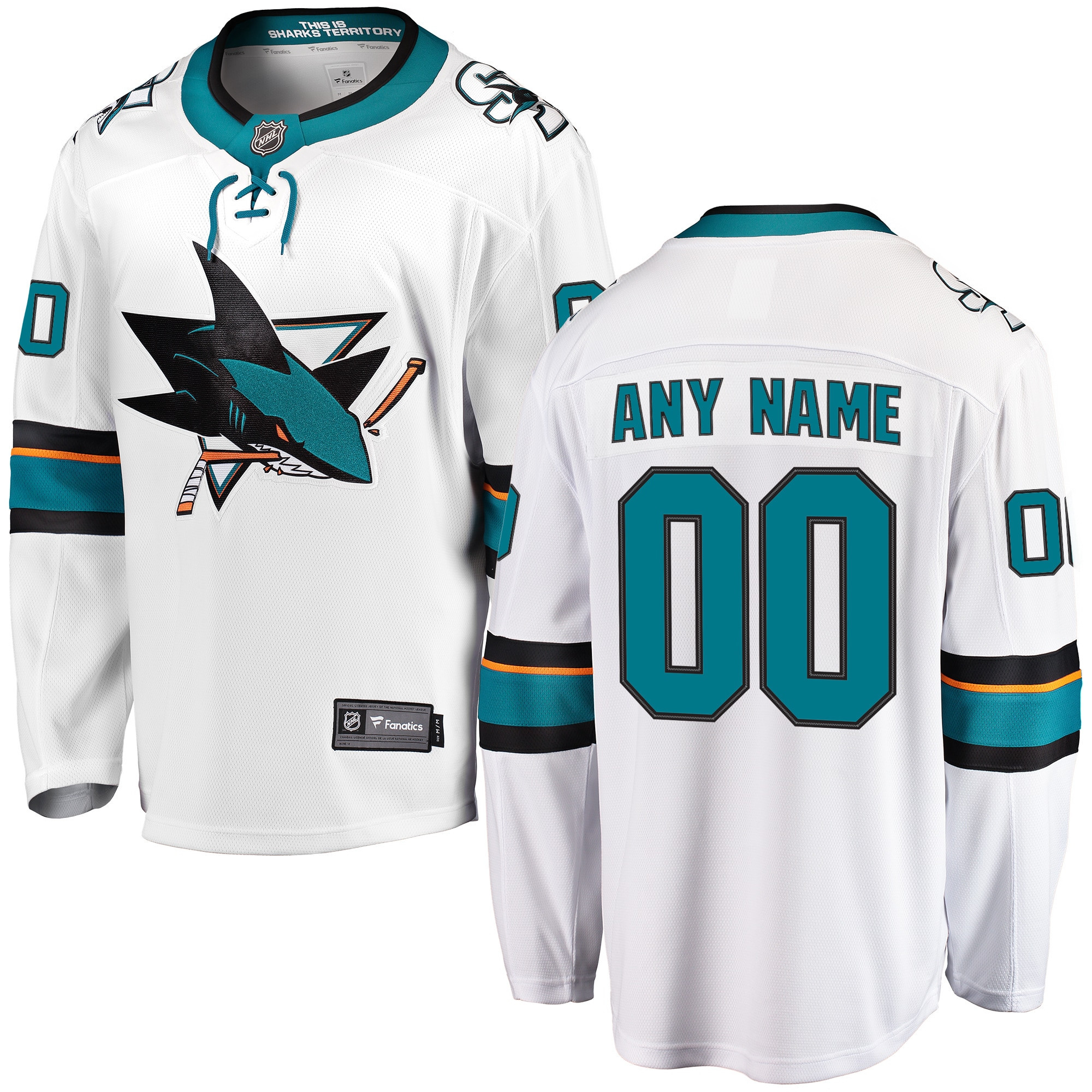 San Jose Sharks Fanatics Branded Away Breakaway Custom Jersey - White Custom Jerseys Nhl