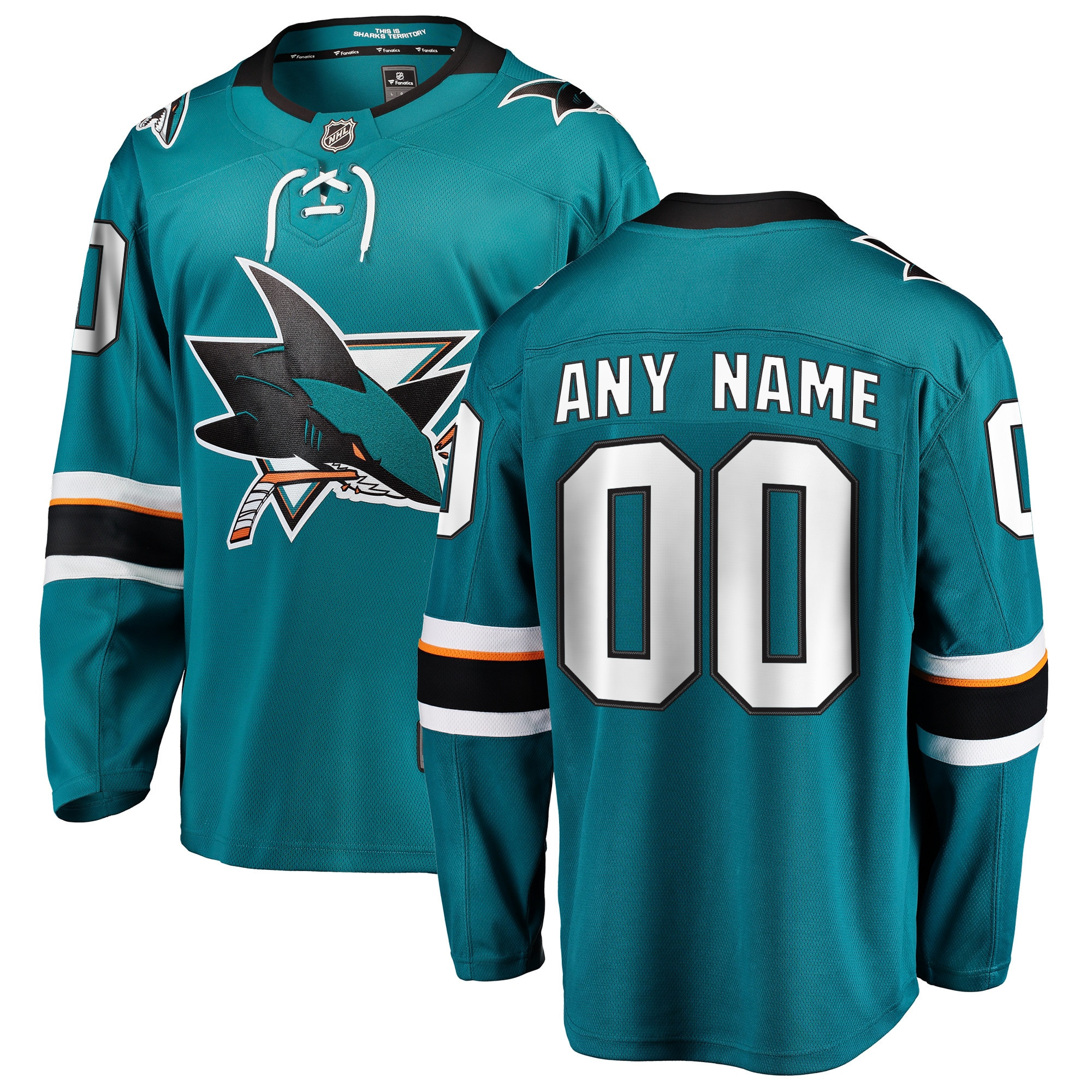 San Jose Sharks Fanatics Branded Home Breakaway Custom Jersey - Teal Custom Jerseys Nhl