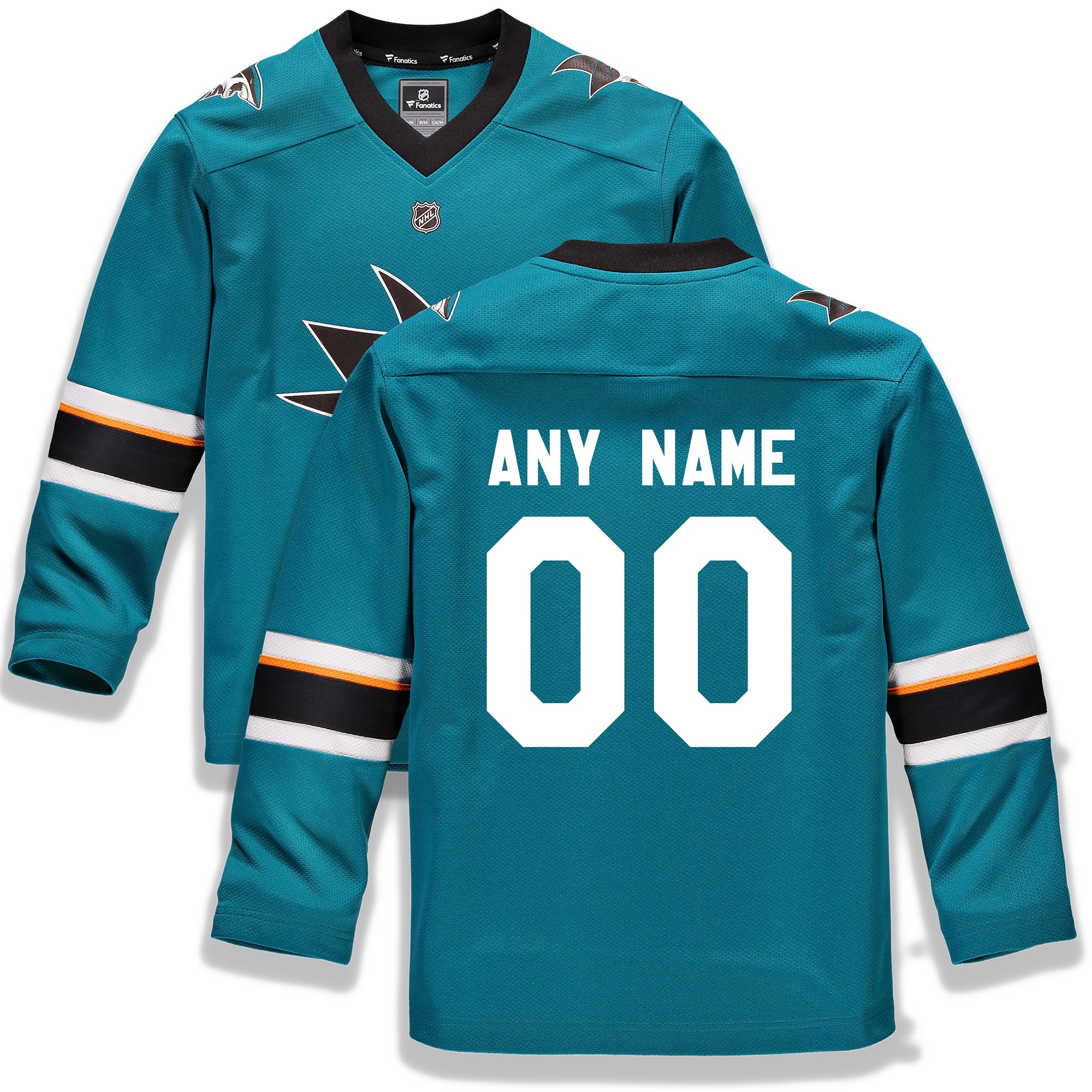 San Jose Sharks Fanatics Branded Home Replica Custom Jersey - Teal Custom Jerseys Nhl