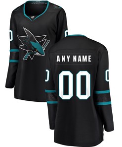 San Jose Sharks Fanatics Branded Womens Alternate Breakaway Custom Jersey - Black Custom Jerseys Nhl