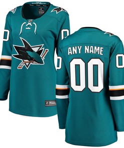 San Jose Sharks Fanatics Branded Womens Home Breakaway Custom Jersey - Teal Custom Jerseys Nhl