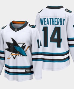 San Jose Sharks Jasper Weatherby 14 2022-23 Away White Jersey The Evolve