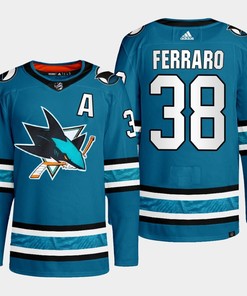 San Jose Sharks Mario Ferraro 38 Teal Primegreen 2022-23 Home Jersey