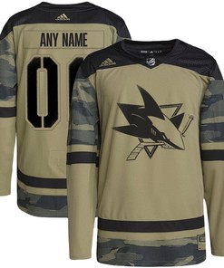 San Jose Sharks Military Appreciation Team Custom Practice Jersey - Camo