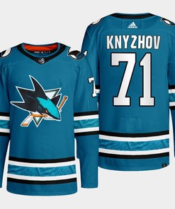 San Jose Sharks Nikolai Knyzhov 71 Teal Primegreen 2022-23 Home Jersey