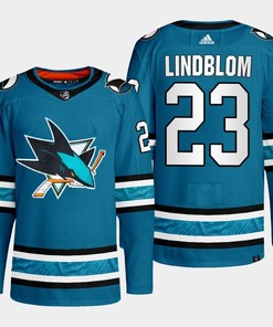 San Jose Sharks Oskar Lindblom 23 Teal Primegreen 2022-23 Home Jersey