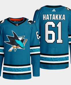 San Jose Sharks Santeri Hatakka 61 Teal Primegreen 2022-23 Home Jersey