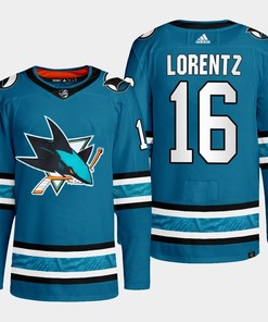 San Jose Sharks Steven Lorentz 16 Teal Primegreen 2022-23 Home Jersey