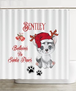 Santa Paws Shower Curtain with Country Design - Perfect for Dog Lovers Bathroom Decor