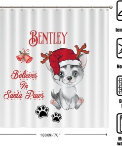 Santa Paws Shower Curtain with Country Design - Perfect for Dog Lovers Bathroom Decor