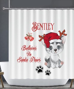 Santa Paws Shower Curtain with Country Design - Perfect for Dog Lovers Bathroom Decor