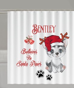 Santa Paws Shower Curtain with Country Design - Perfect for Dog Lovers Bathroom Decor