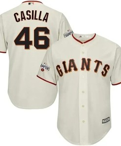 Santiago Casilla San Francisco Giants World Series Champions Cool Base Jersey - Cream