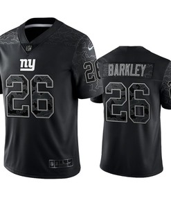 Saquon Barkley 26 New York Giants Black Reflective Limited Jersey - Men